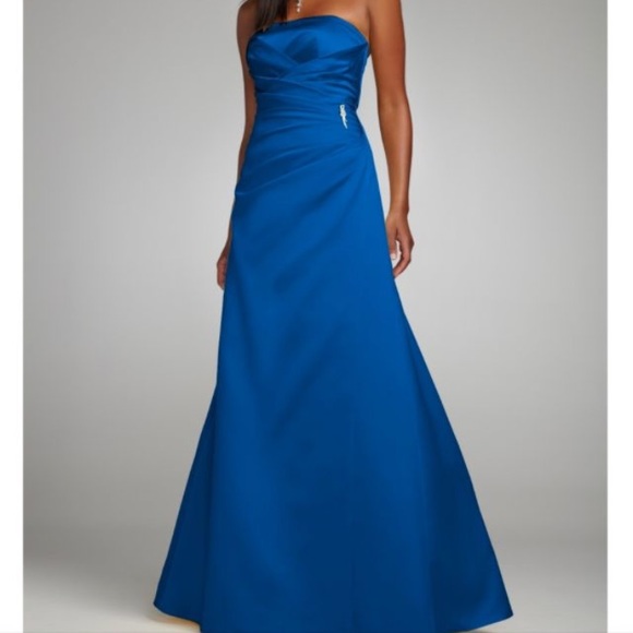 David's Bridal Dresses & Skirts - Satin Strapless Gown with Side-Drape.